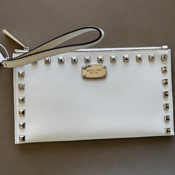 Michael Kors White Studded Clutch - Picture 1 of 3